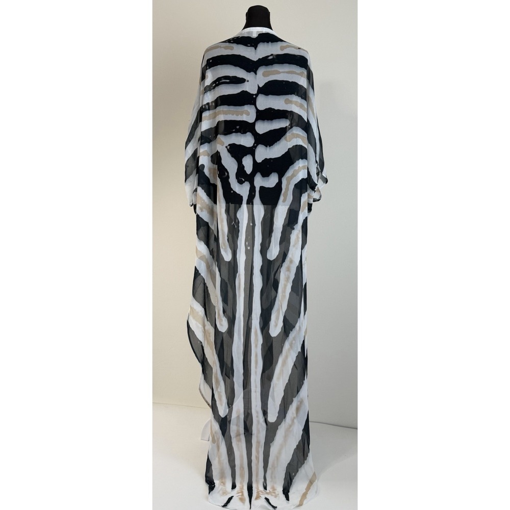 $265 Ramona LaRue By Arianne Erte Zebra Chiffon Kaftan OS Maxi Cover Up Miami - Picture 2 of 11